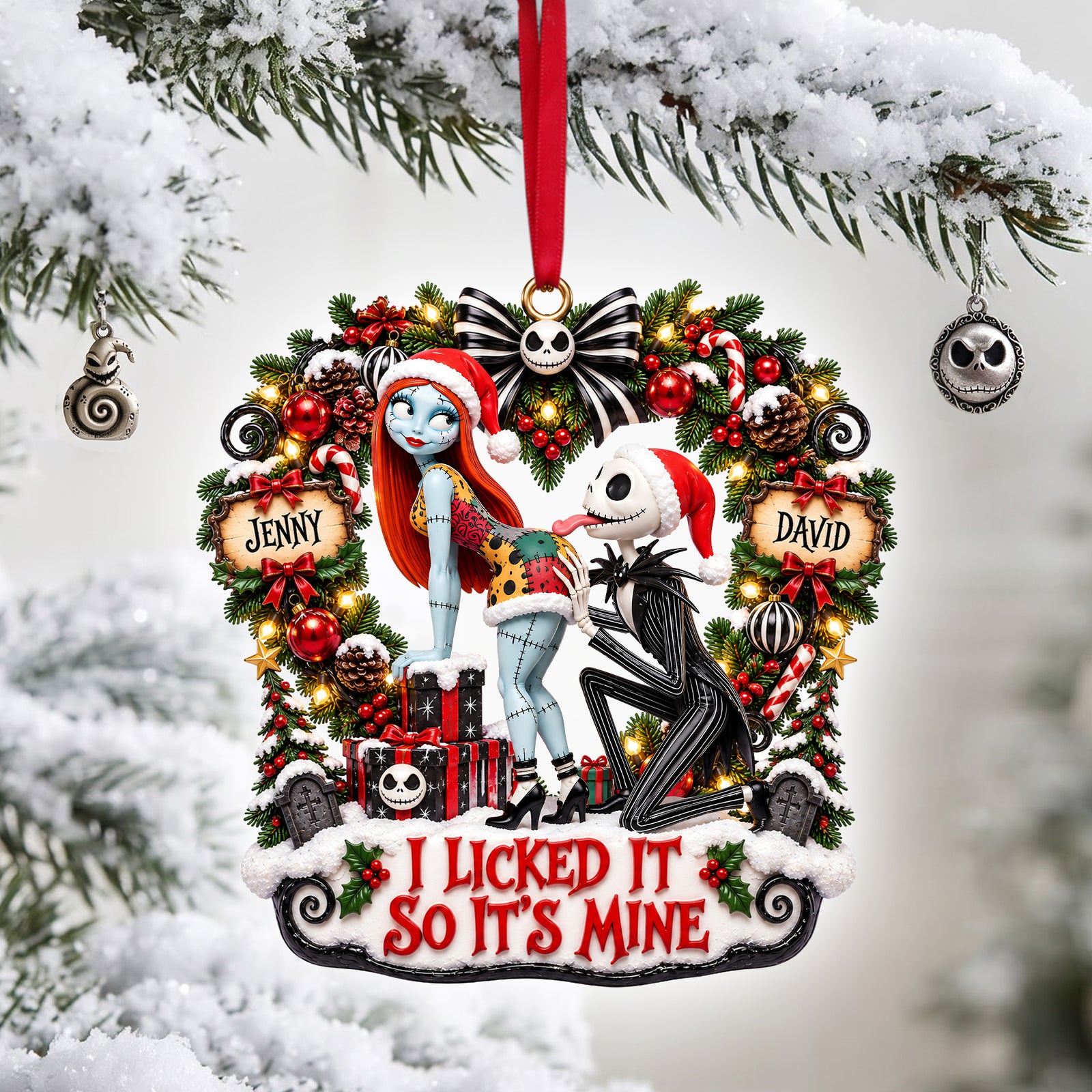 Spooky Couple Ornament - Personalized Gifts For Couple Christmas Ornament 03TYLU110926