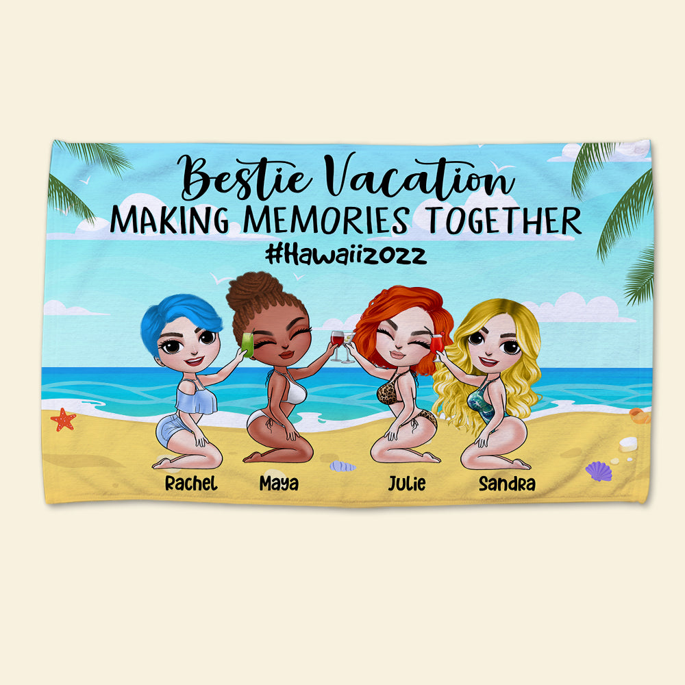 Bestie Vacation - Personalized Beach Towel - Gift For Friends/Besties - Cool Summer Girls - Beach Towel - GoDuckee
