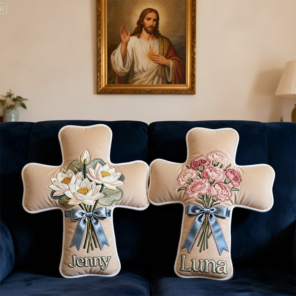 Birth Flower Christian Custom Shaped Pillow - Personalized Gifts For Christian 01nata251225