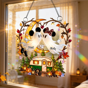 Boo Couple Camping Suncatcher  - Personalized Gifts For Halloween Suncatcher Ornament 04PADH070826