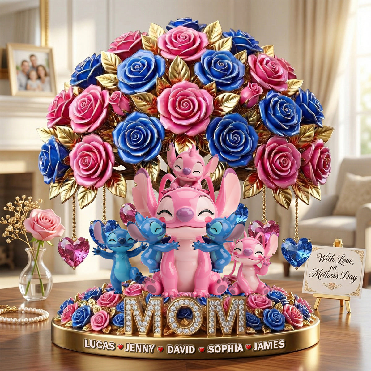 Cute Mommy Pink Aliens Flower Acrylic Plaque - Personalized Gifts For Mother's Day 01tytn070426