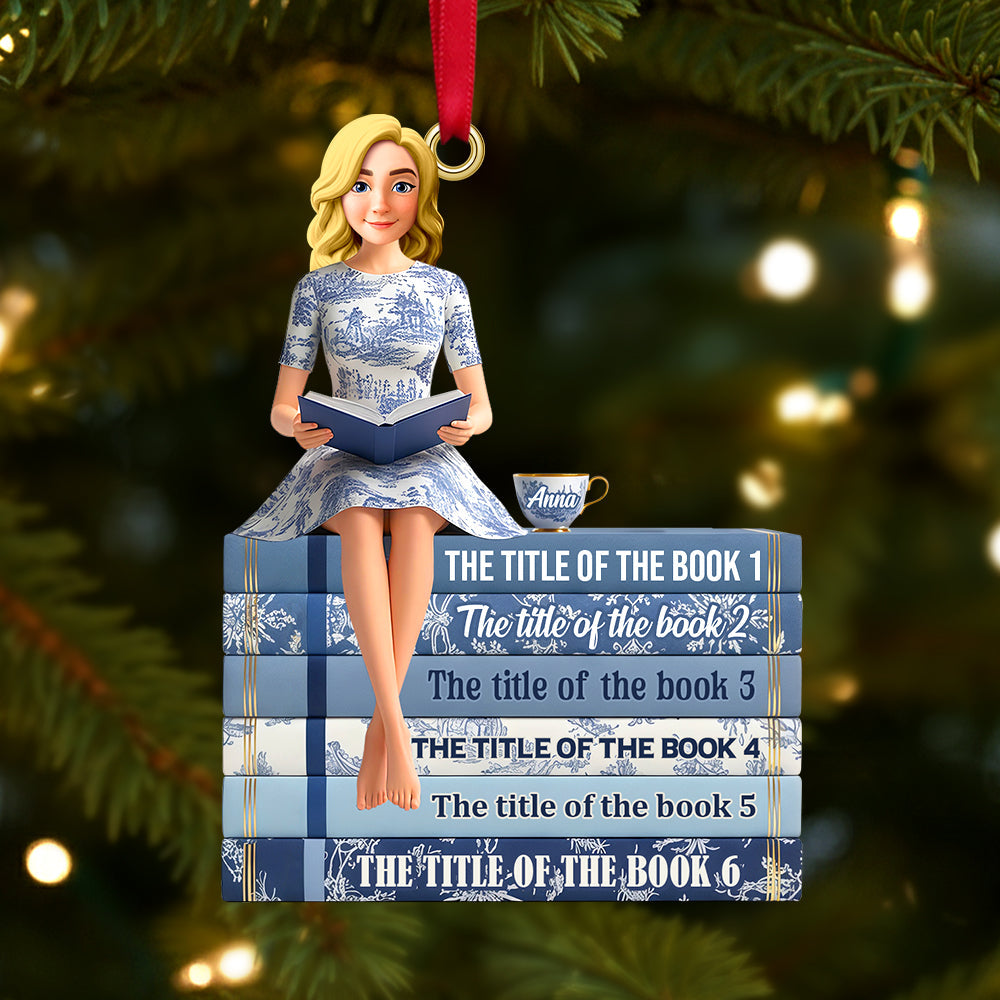 Toile de Jouy Reading Girl Christmas Ornament Personalized Gifts For Book Lovers 01ohtn041125