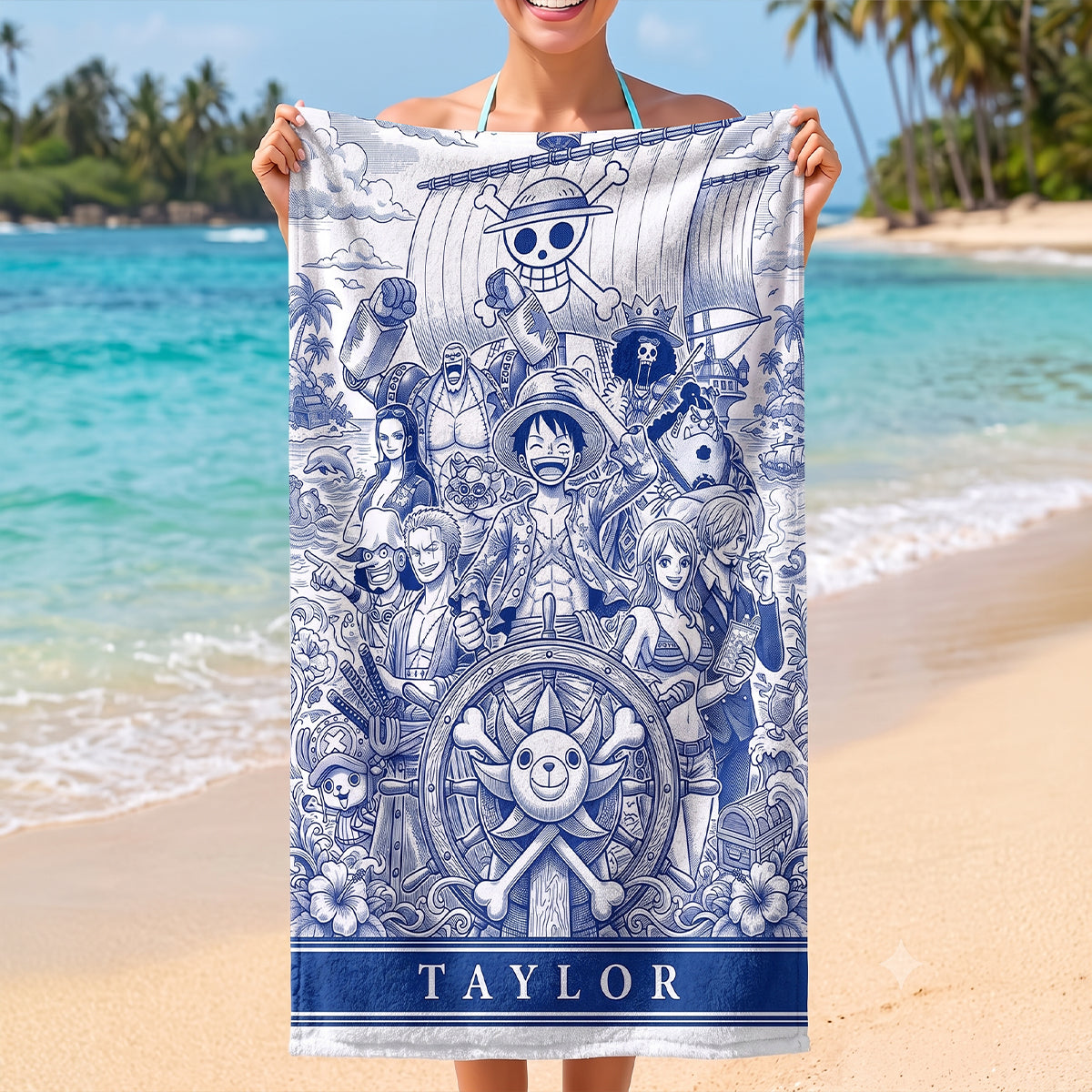 Voyage Toile De Jouy Beach Towel, Personalized Gifts For Animation Lovers 01qhtn200726
