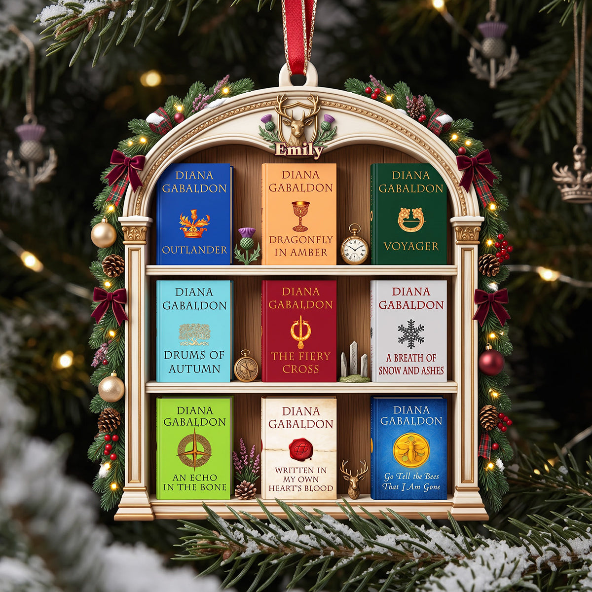 Fantasy Book Shelf Christmas Ornament - Personalized Gifts For Book Lovers 02NATA081026