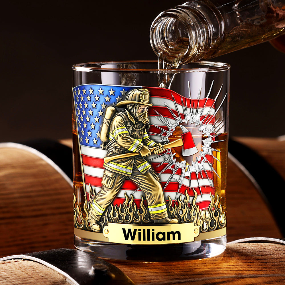 Patriotic Firefighter Drinking Glass – Personalized Gifts For Firefighter 04hyqn080925