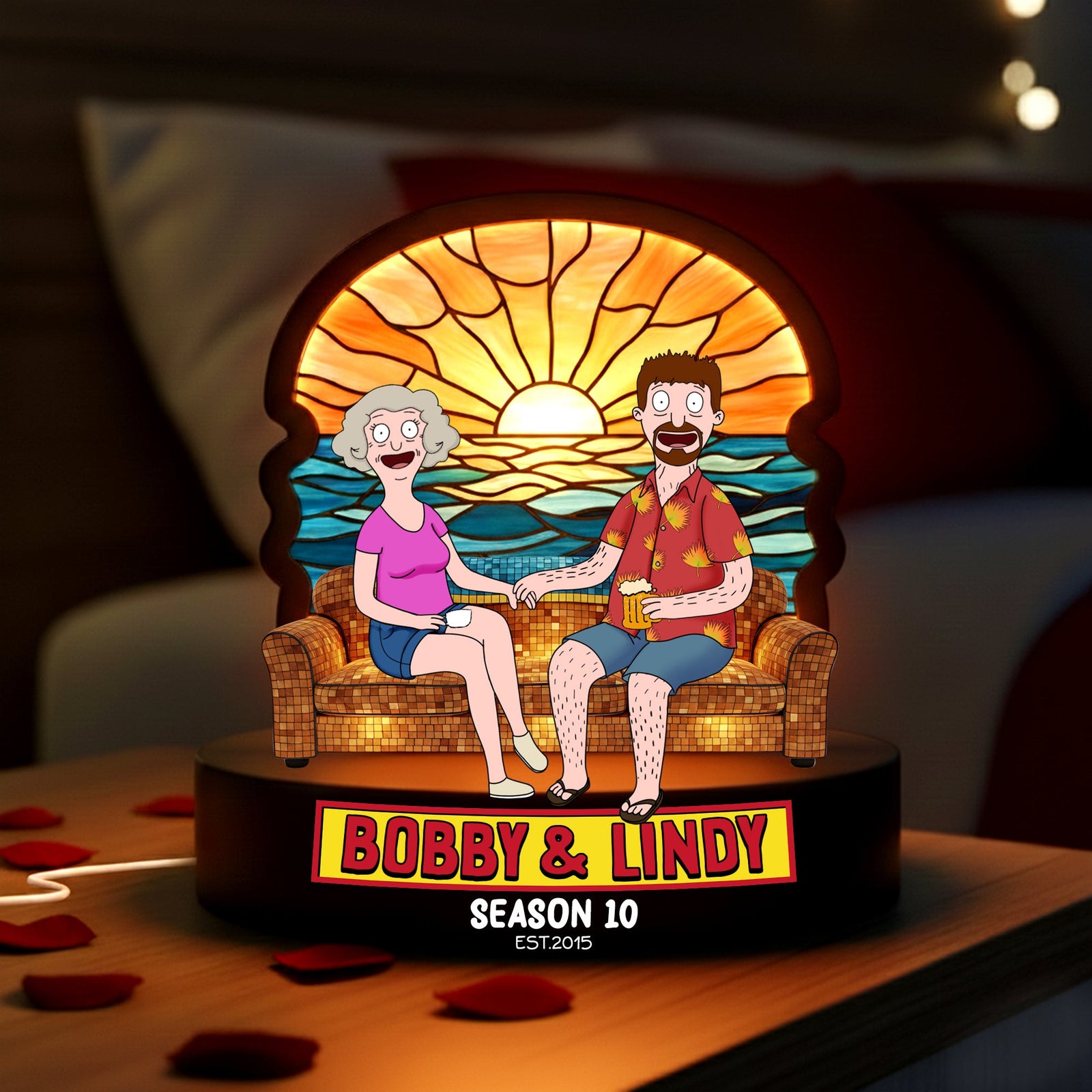 Beach Couple Light Box - Personalized Gifts For Couple Custom Shape Acrylic Light Box 05OHLU081225