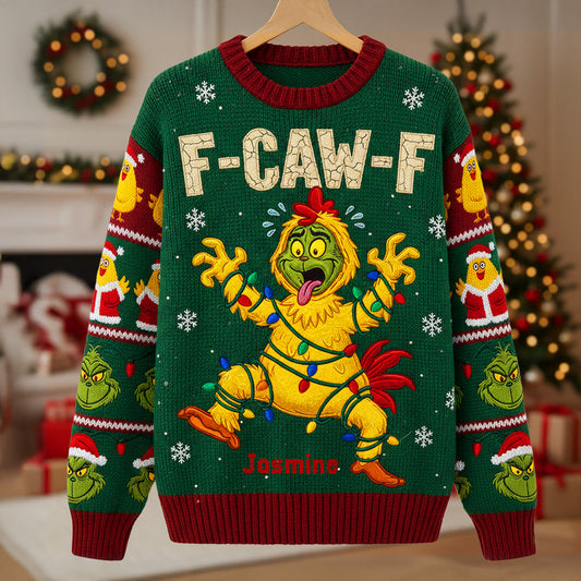 F-Caw-F Chicken 3D Knitted Ugly Sweater - Personalized Funny Christmas Gift 02tgmg061025