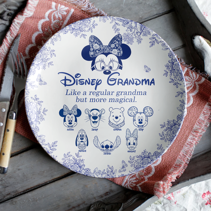 Magical Cartoon Characters Round Plate - Personalized Gift For Grandma/Mom 03PGLU260925