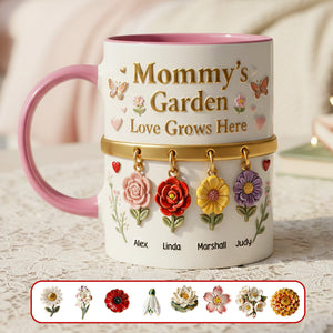 Mom's Floral Garden Coffee Accent Mug - Personalized Gifts For Mom 031NAMG271225