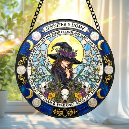 Blessings Witch House Stained Glass Suncatcher, Personalized Gifts For Witch Lovers 01qhtn080825