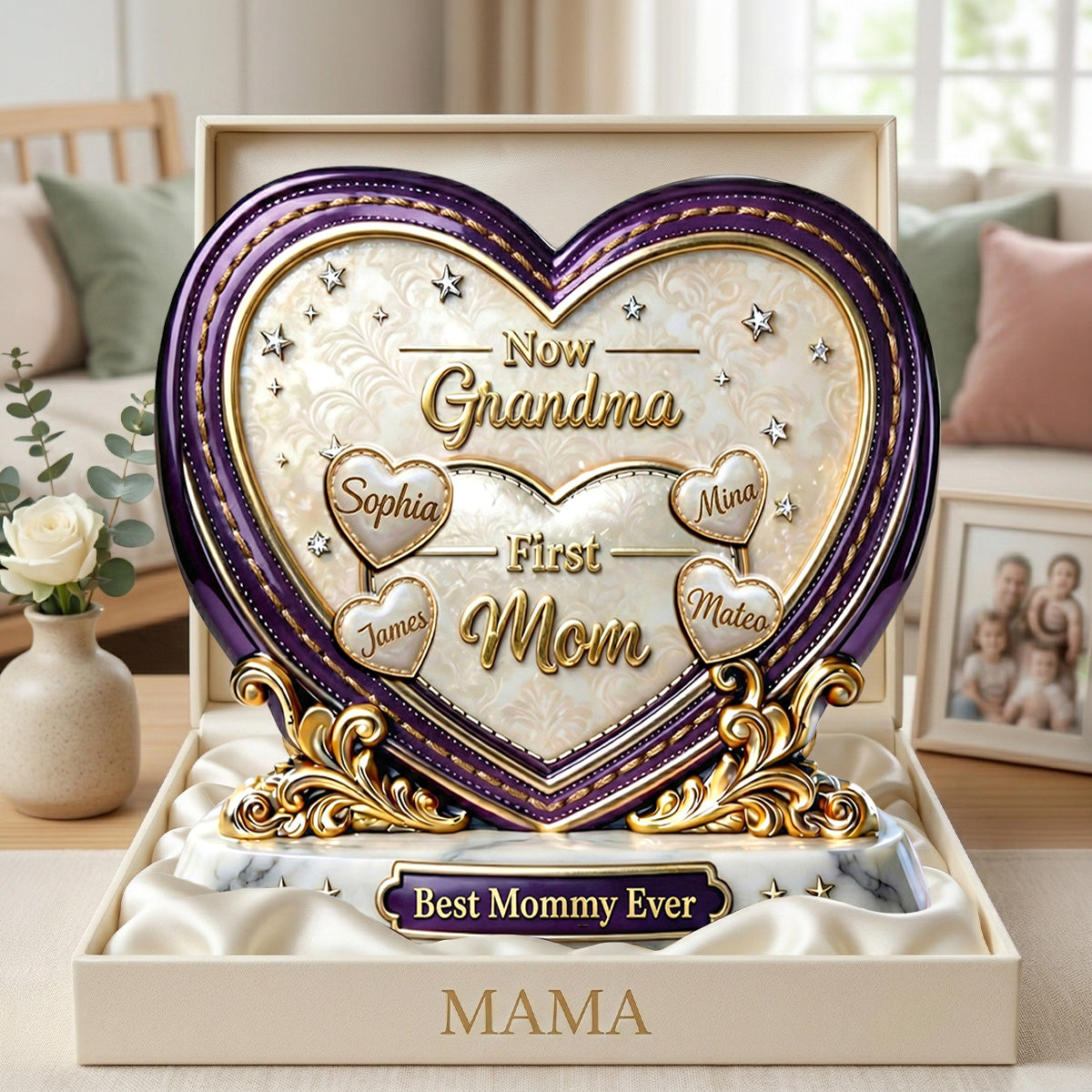 First Mom Now Grandma Acrylic Plaque - Personalized Gifts For Grandma and Mom 01tymg040326