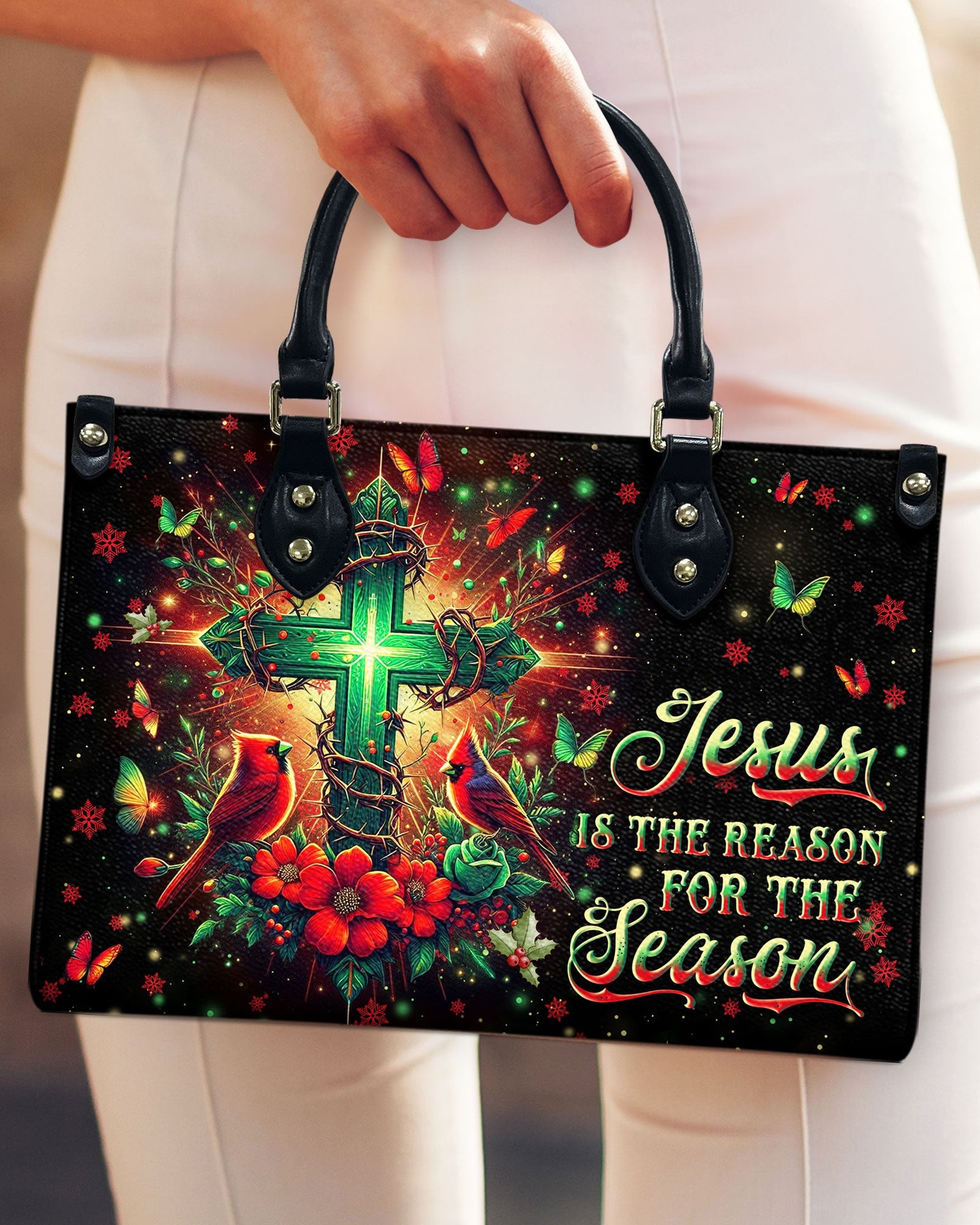 Jesus The Reason Cardinal - Leather Handbag 05acxa210425