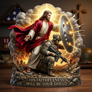 Christian Soldier Shield Acrylic Plaque - Personalized Gifts For Veteran 05NALU300326