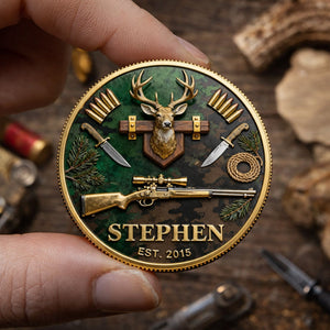 Deer Hunting Printed Metal Coin - Personalized Anniversary Gift For Hunters 05KILU110226