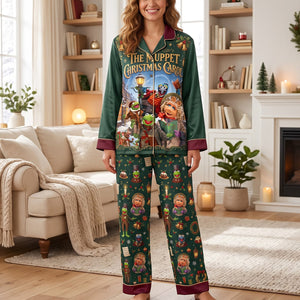 Whimsical Christmas Button Up Pajama Set - Personalized Gifts 06NATN040926