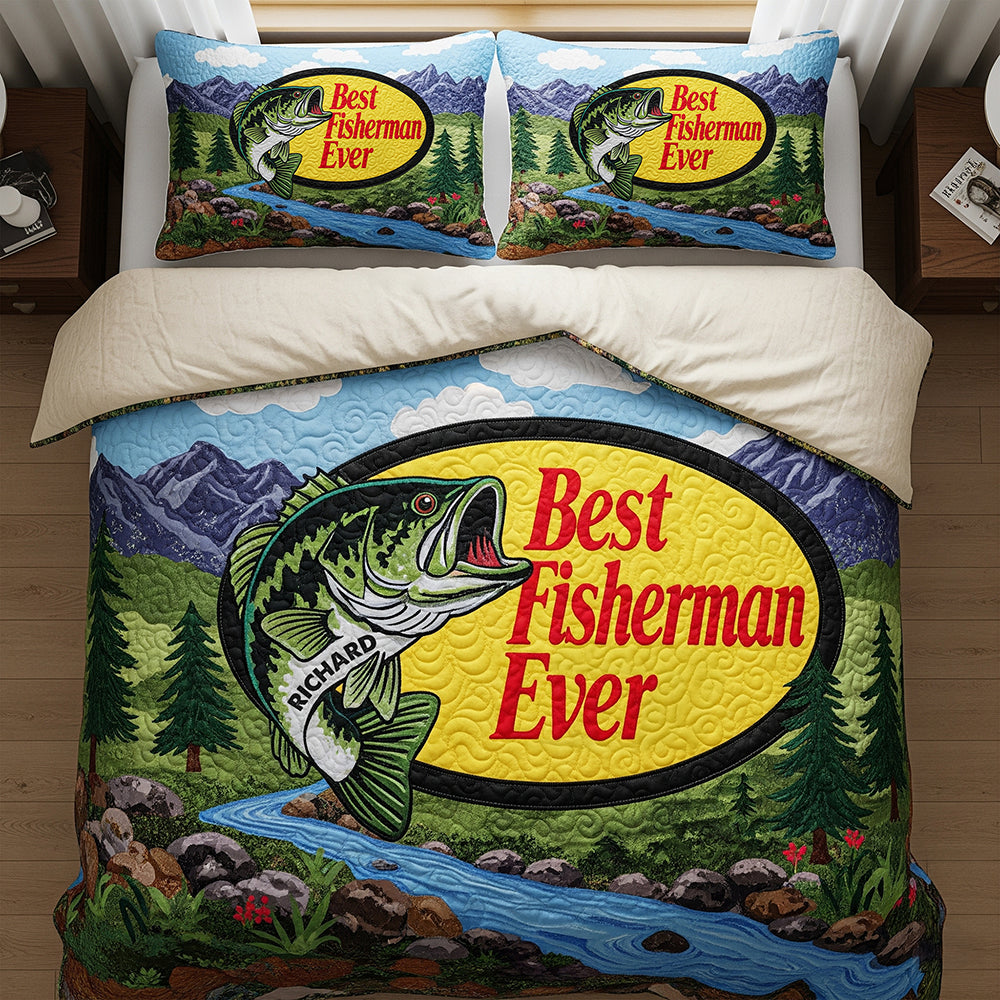 Badass Best Fishing Quilt Bed Set, Personalized Gifts For Fishing Lover 01qhqn150725