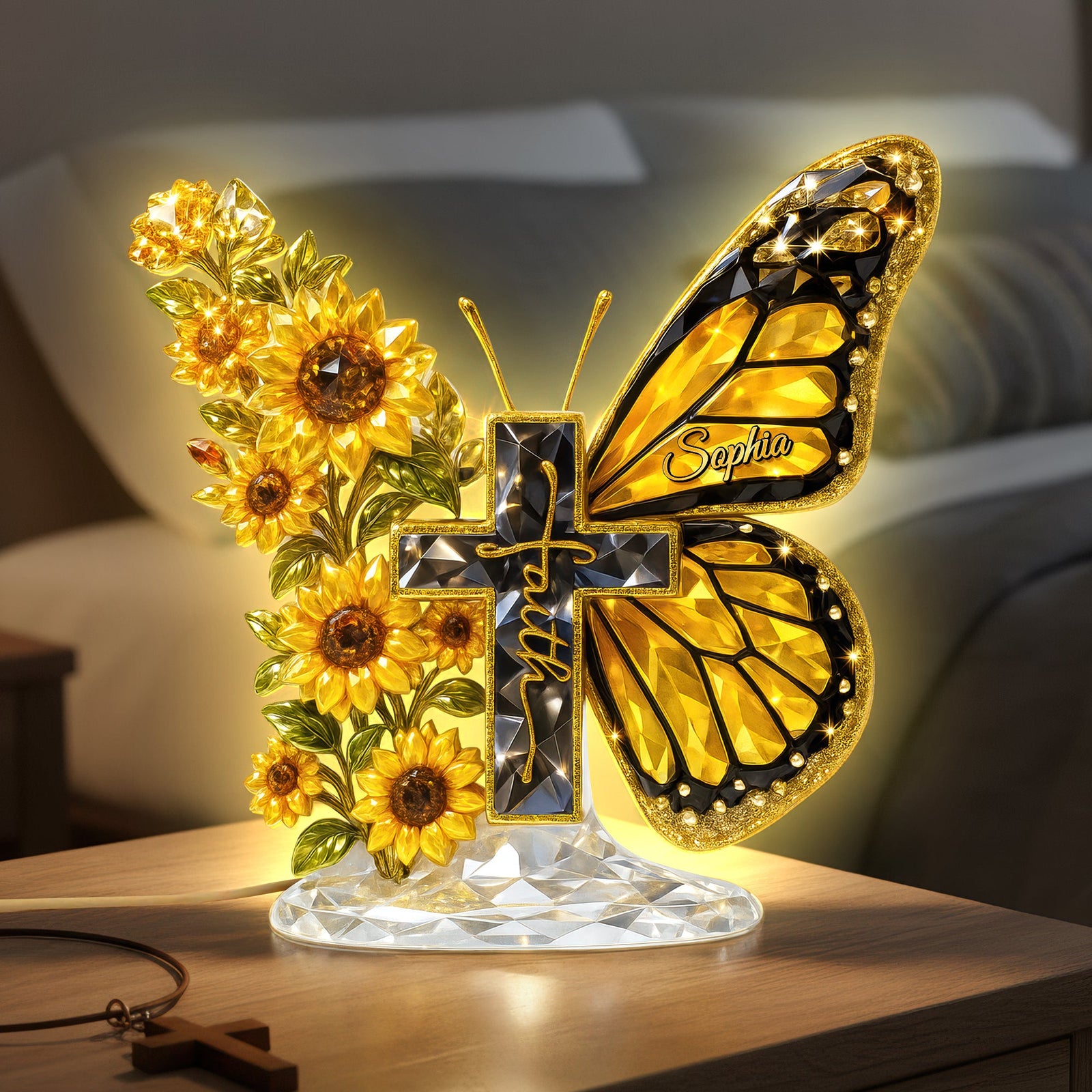 Faith Cross Acrylic Light Box - Personalized Gifts For Christians 05huqn051225