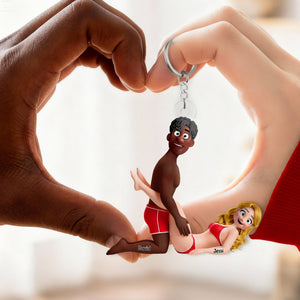 Playful Cute Couple Keychain - Personalized Gift For Couples 06OHLU170126