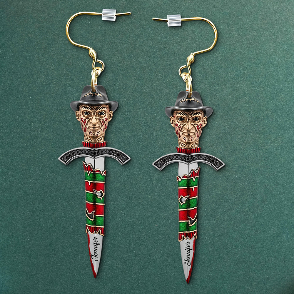 Creepy Knife Earrings, Personalized Gifts For Horror Movie Fans 01naqn160725