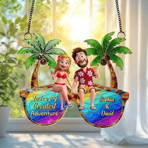 Personalized Gifts For Couple Suncatcher Ornament, Tropical Vacation 01tgtn220725hg