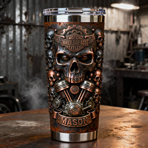 Fierce Skull Motorcycle Tumbler, Personalized Gifts For Bikers 04qhlu070126