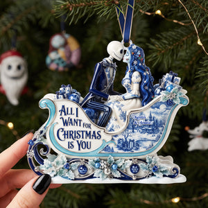 Gothic Couple Toile de Jouy Christmas Ornament - Personalized Gifts For Couple 01tyta180826