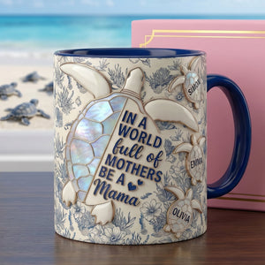 Mama Turtle & Her Babies Accent Mug - Personalized Gifts For Moms 03PAQN150426 - Coffee Mug - GoDuckee