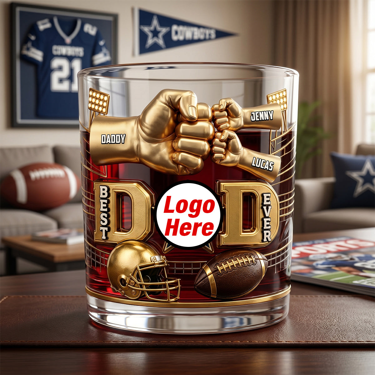 American Sport Dad Round Glass - Personalized Gifts For Dad 03natn190526