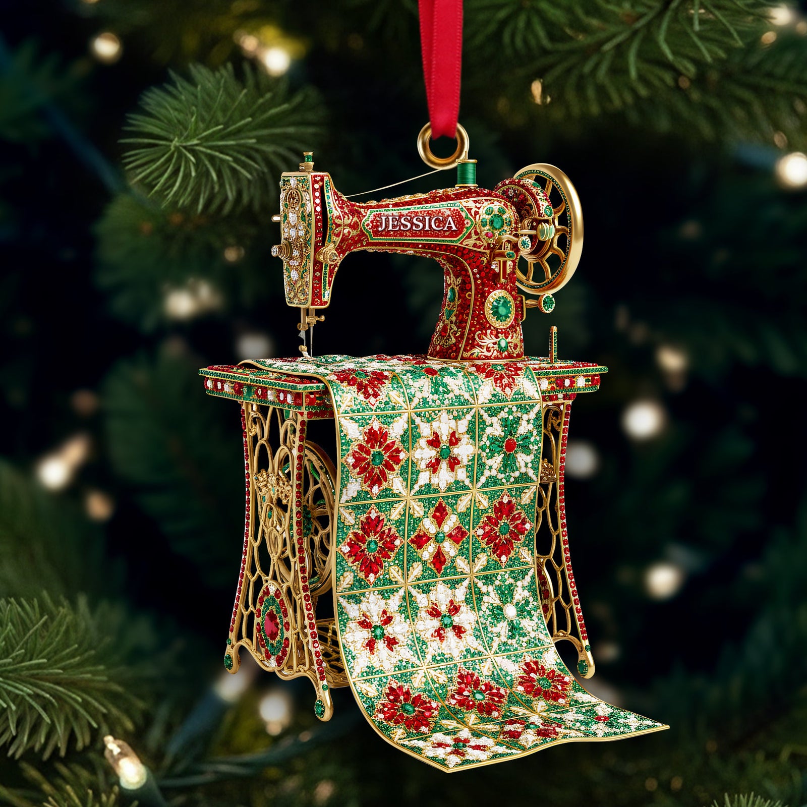 Sparkle Sewing Machine Ornament- Personalized Christmas Gifts For Sewing Lovers 05OHLU181025