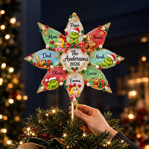 Christmas Family Tree Topper - Personalized Gifts For Family Acrylic Christmas Tree Topper 02HUDT071026