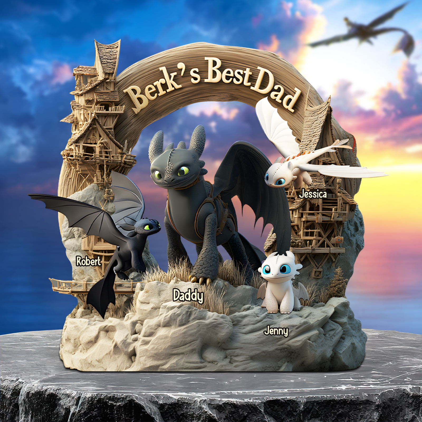 Dragon Dad Plaque - Personalized Gifts For Dad 02tgpu090525 - Shaped Plaques - GoDuckee