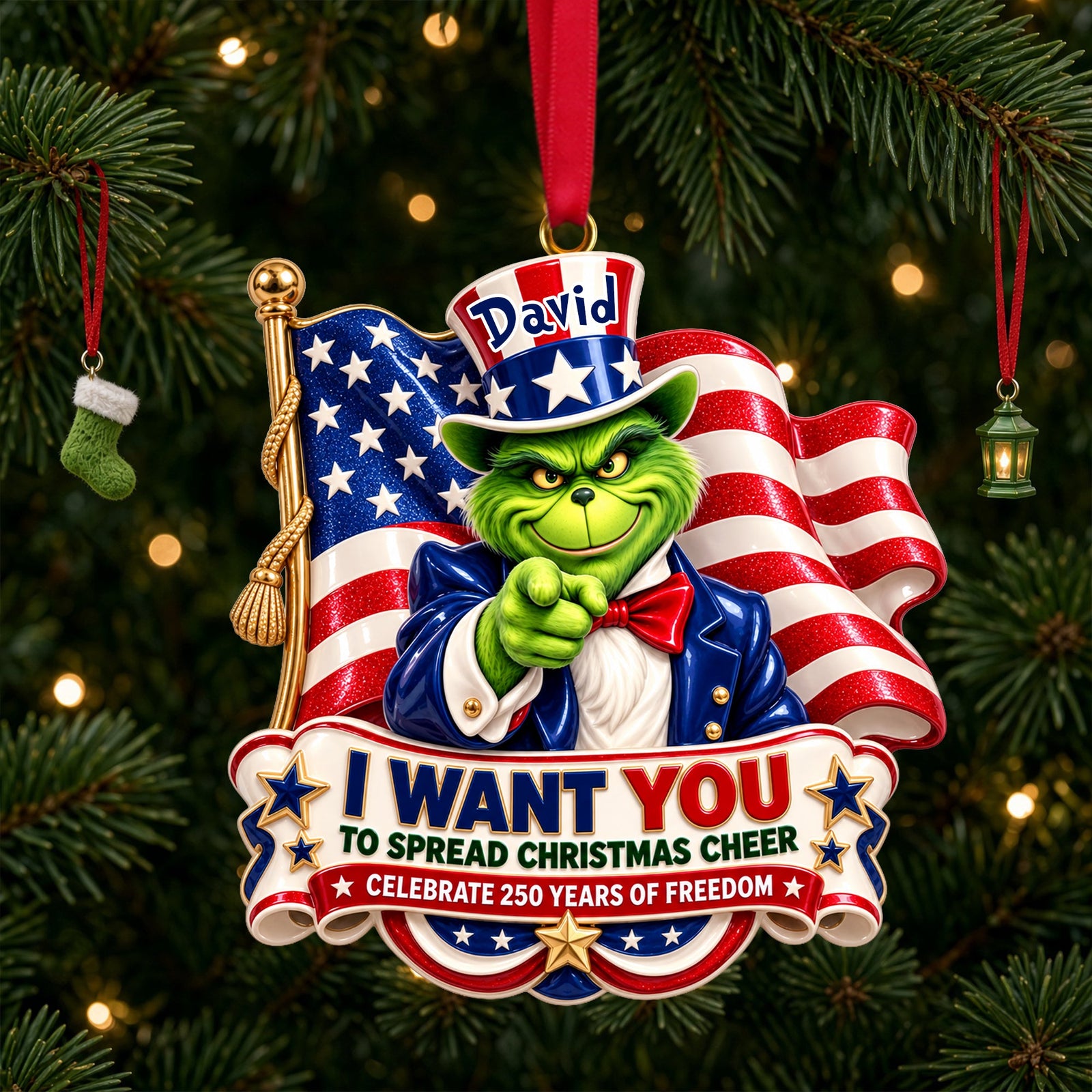 Patriotic Spirit Acrylic Ornament, Personalized Gifts 01qhlu090926
