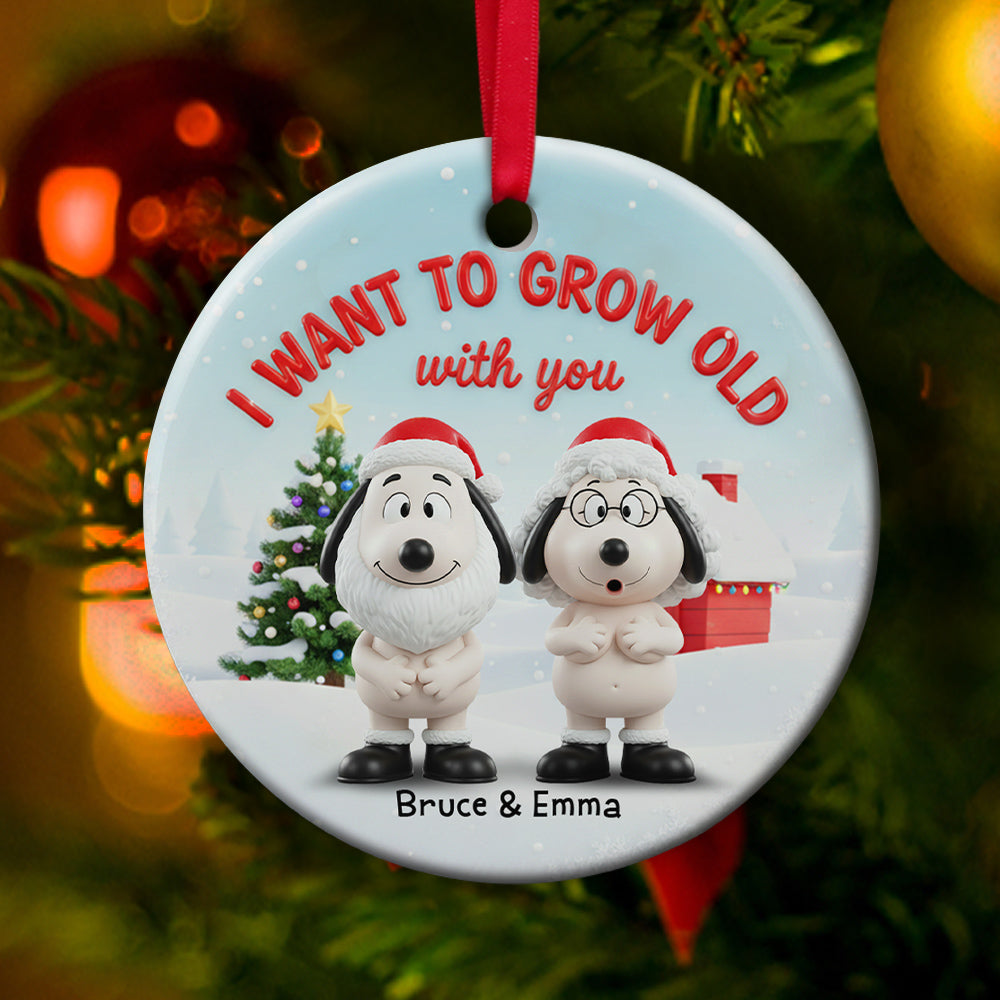 Old Santa Couple Ceramic Ornament - Personalized Christmas Gifts For Couples 02OHLU021025