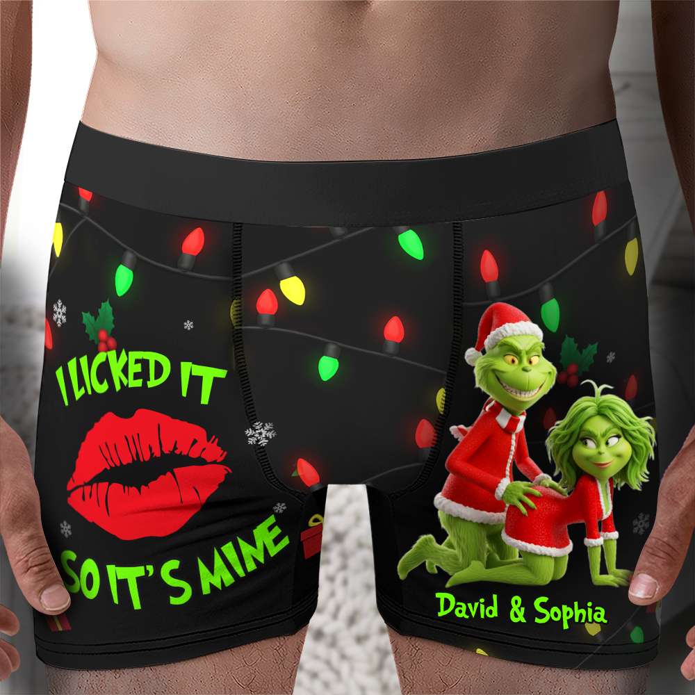 Mischief Green  Couple Boxers - Personalized Christmas Gifts For Him 03NALU120925