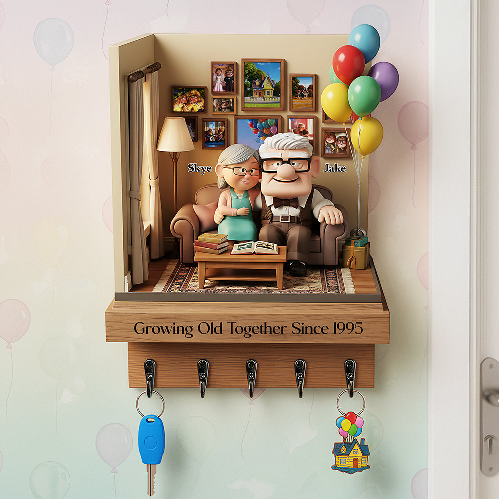 Growing Old Couple Acrylic Key Hanger - Personalized Gifts For Couple 01nata151225
