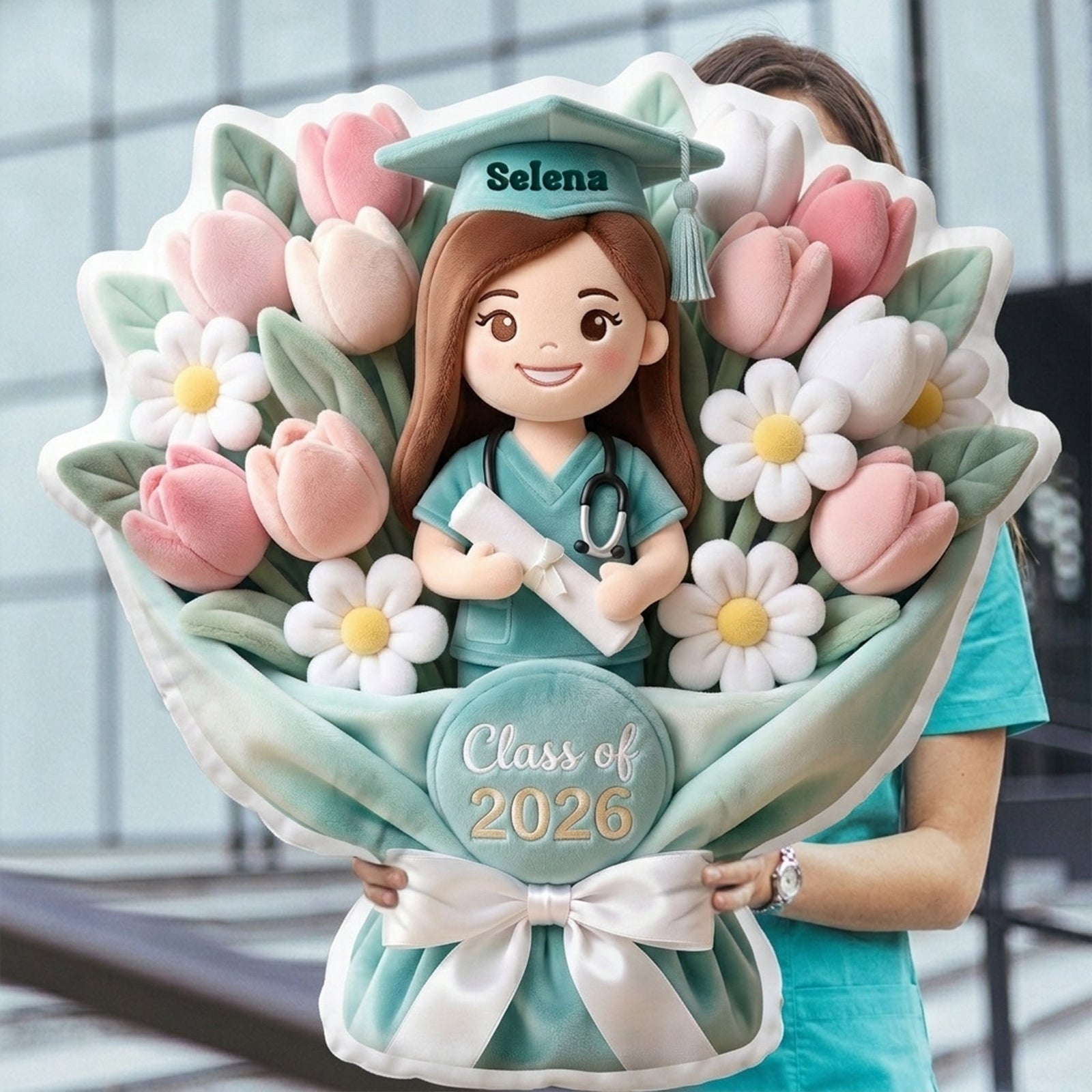Graduation Nurse Bouquet Pillow  - Custom Photo Gifts For Nurse Pillow 02NALU270326