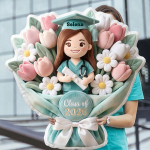 Graduation Nurse Bouquet Pillow  - Custom Photo Gifts For Nurse Pillow 02NALU270326