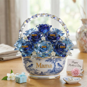 Toile De Jouy Flower Basket Mom Acrylic Plaque - Personalized Gifts For Mother's Day 05PGTN310326