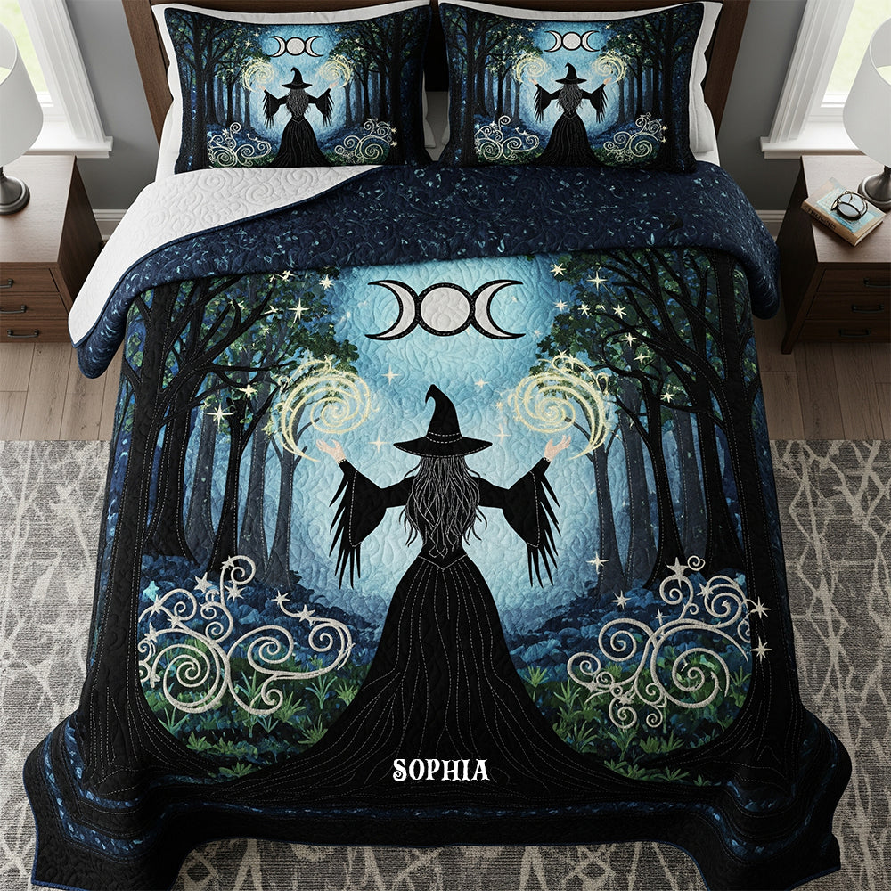 Mystic Witchcraft Quilt Bed Set, Personalized Gifts For Wicca Witch 04qhtn280725