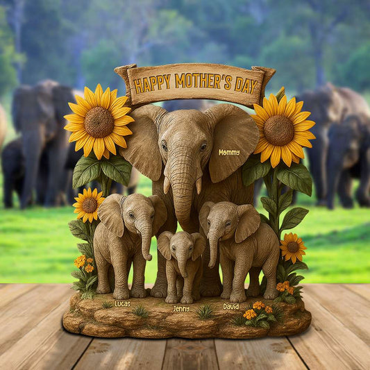 Elephant Mom Plaque - Personalized Gifts For Mother-Homacus