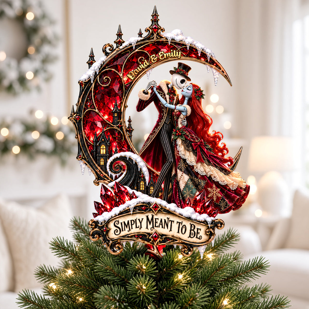 Spooky Couple Acrylic Christmas Tree Topper - Personalized Gifts For Couple 05tydh100926