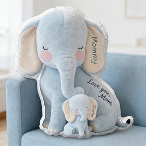 Snuggle Elephant Mom Custom Shape Pillow - Personalized Gifts For Mom 04qhlu240226