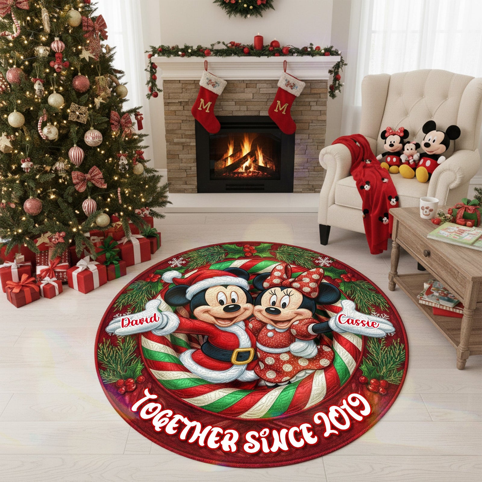 Personalized Gifts For Christmas, Lovely Couple Personalized Quilted Round Mat 02pgmg260925