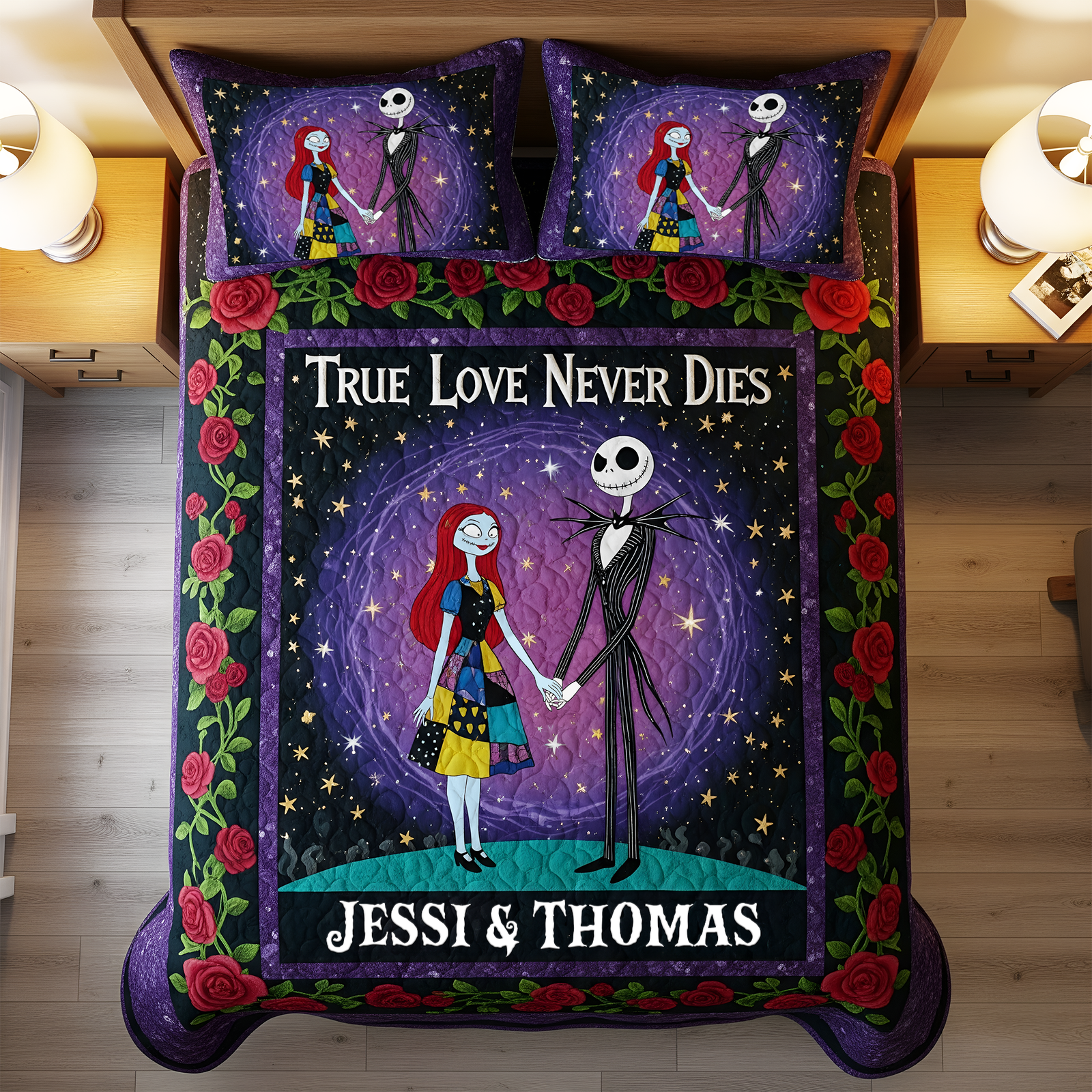 Haunted Couple Quilt Bed Set - Personalized Gifts For Couple 05HULU110825