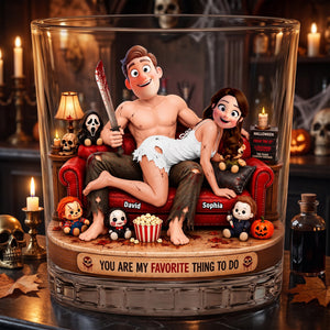 Creepy Couple 11oz Round Glass - Personalized Halloween Gifts For Couple 06ohqn180826