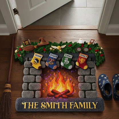 Hanging Stockings Fireplace Doormat - Personalized Gift For Family 01TOLU300925