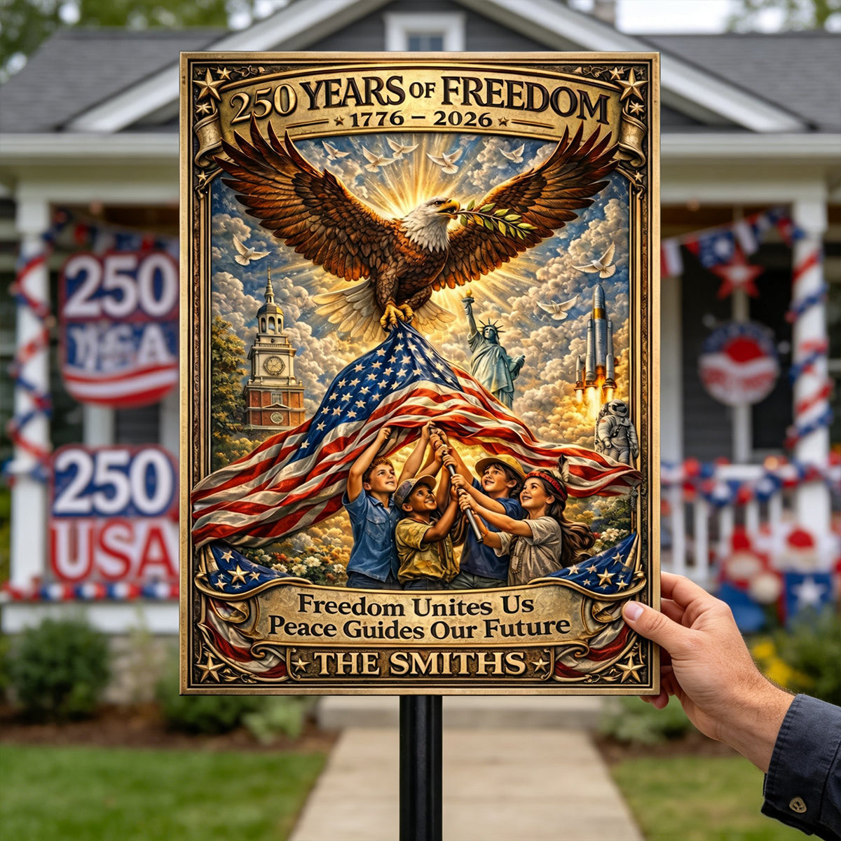 America 250th Anniversary Metal Sign - Personalized Gifts For Patriots 02tytn110326