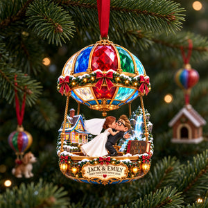 Hot Air Balloon Couple Ornament - Personalized Gifts For Couple Christmas Ornament 02HALU240926