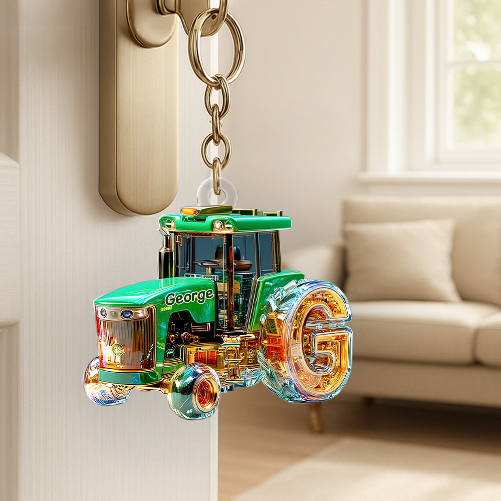 Personalized Gifts For Tractor Lovers Keychain, Any Letter 01TGPU240625