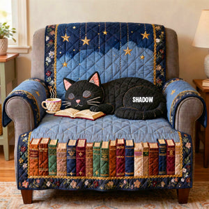 Black Cat Quilted Sofa Cover Personalized Gifts For Book Lovers 02natn240126